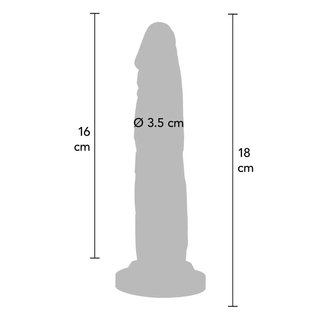 Dong PVC 18 cm ρεαλιστικό ομοίωμα πέος dong με ισχυρή βεντούζα και βάση για Strap-On