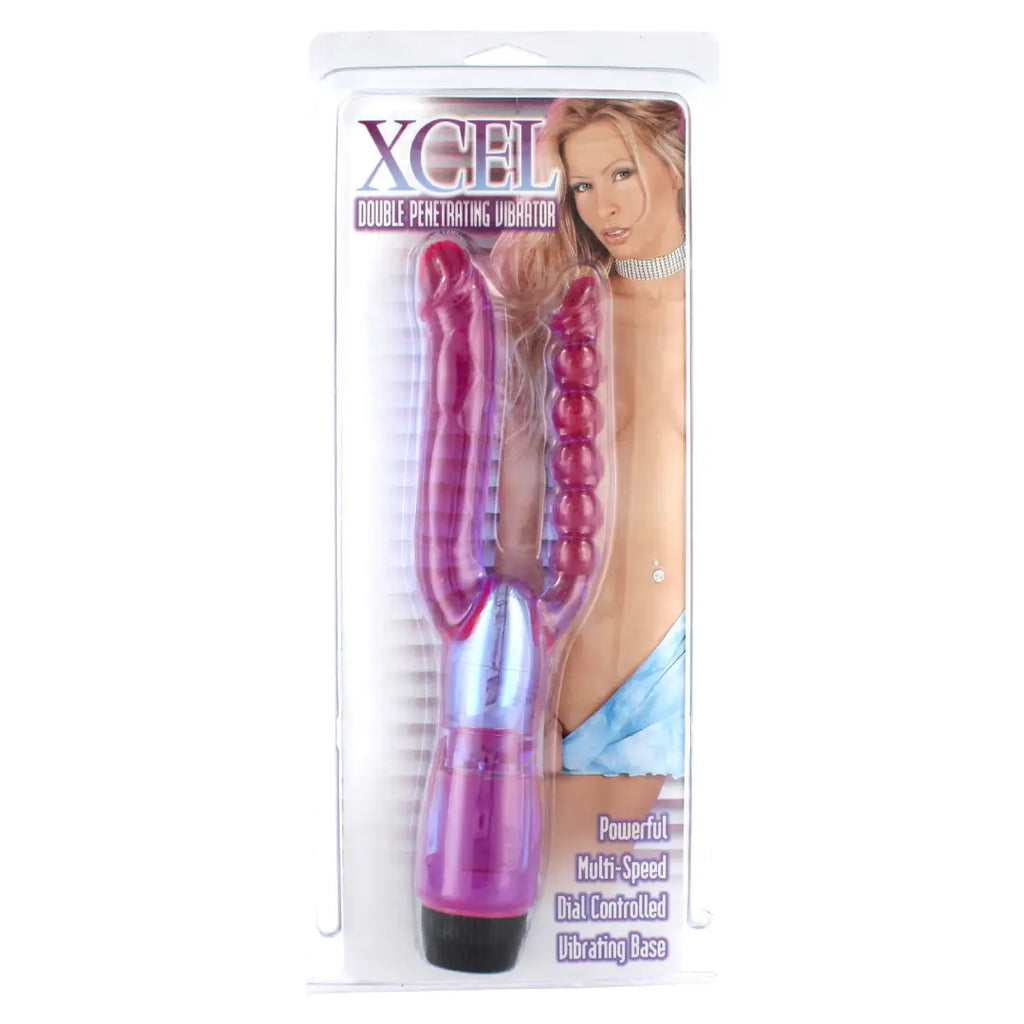 για γυναίκες Double Penetrating Vibrator Purple 25 cm διπλός μωβ δονητής πολλαπλών ταχυτήτων με πρωκτικές χάντρες
