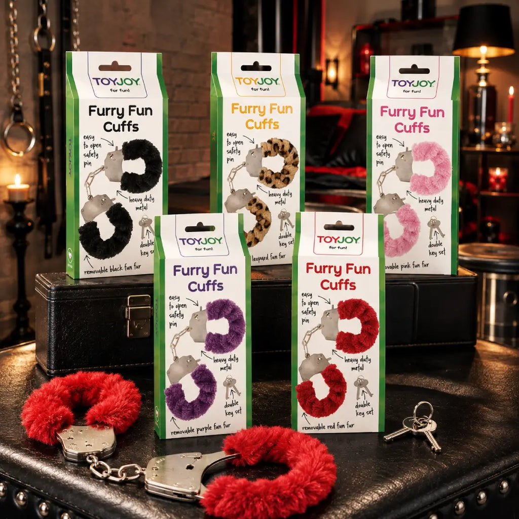 για άνδρες και γυναίκες ToyJoy Furry Fun Cuffs με γούνα χειροπέδες bondage