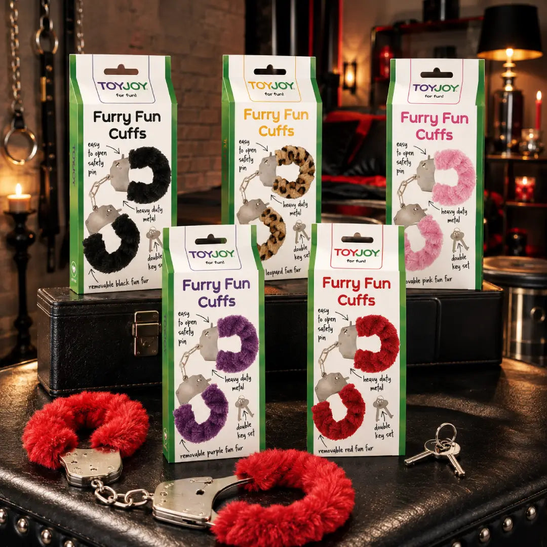 για άνδρες και γυναίκες ToyJoy Furry Fun Cuffs με γούνα χειροπέδες bondage