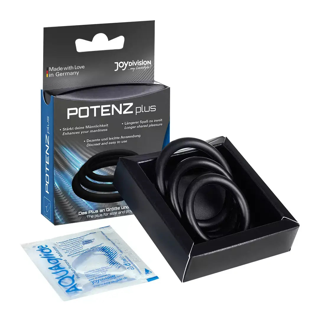 POTENZplus Black 3er Mix σετ 3 διάφανων δαχτυλιδιών πέους από ιατρική σιλικόνη