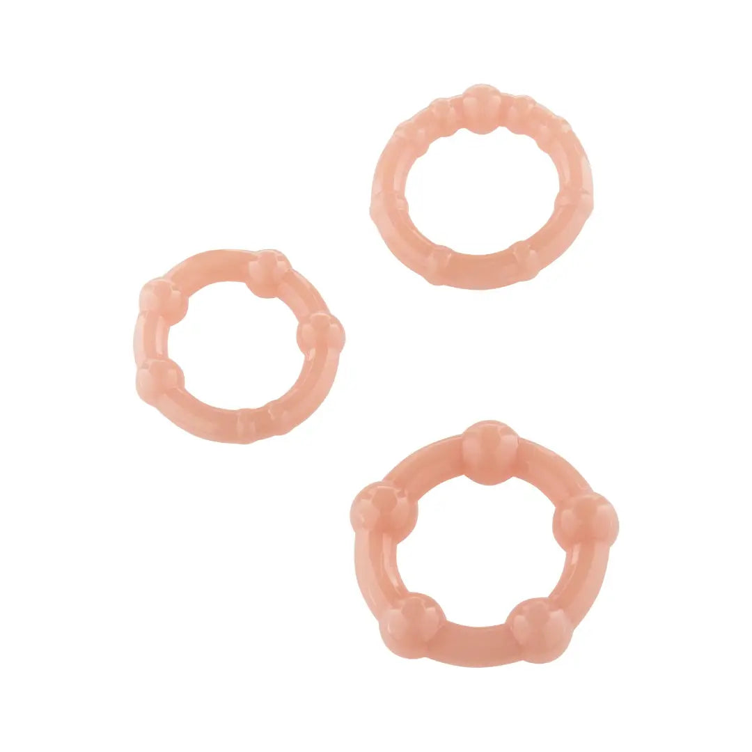 ερωτικό αξεσουάρ Stay Hard Three Rings σετ 3 δαχτυλίδια πέους σε φυσικό χρώμα
